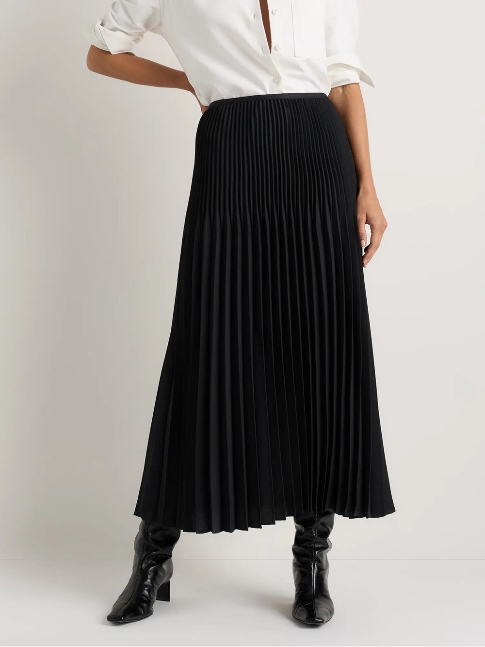 Quince pleated matte midi skirt